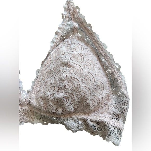 Aerie Free-To-Be Lace Padded Plunge Bralette Blush Pink Medium - Picture 7 of 12